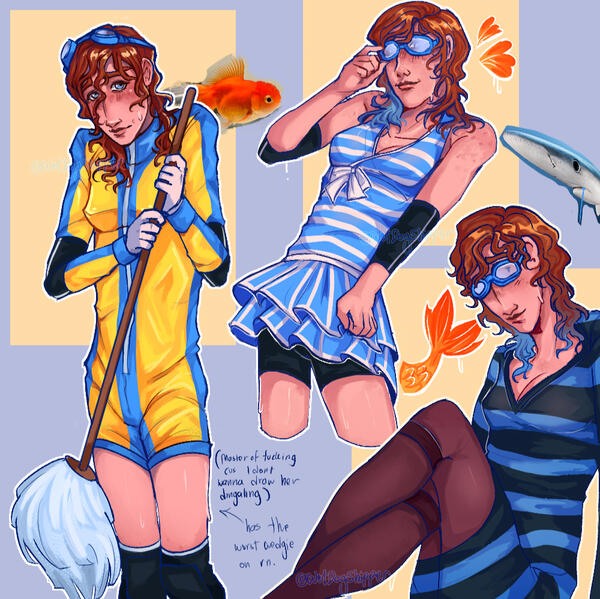 Transfeminine Waterboy in 3 new outfits [FANART]